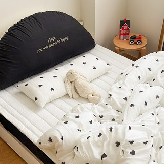 올포홈 달달하트 모달 뒹굴러베개 유아 아기 베개 이탈방지 와이드, 블랙하트 뒹굴러 베개