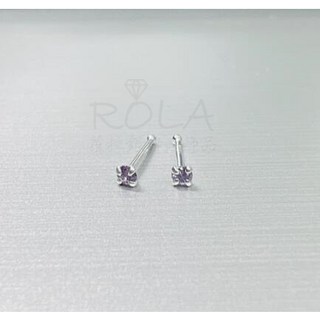 ROLA蘿拉銀飾飾品 999足銀養耳棒 2MM水鑽圓珠純銀耳針 免耳堵耳扣 18色可選