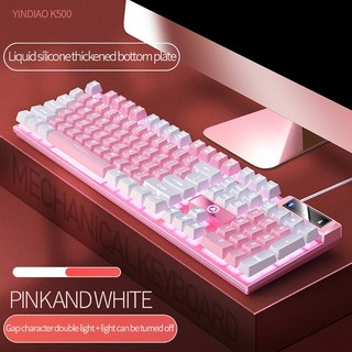 노트북 PC용 유선 게임용 키보드 혼합 색상 화이트 핑크 104 K500, 한개옵션2, 01 Pink White, 일반형