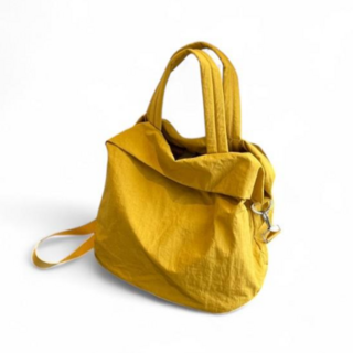 輕皺折口設計兩用隨行包 側背包 肩背包 斜跨包 手提包 斜背包 無印風 4色可選, 黑色