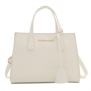 FASHION & BAGS 韓版皮革小方包 手提斜背包 單肩托特包 多色可選, 白色