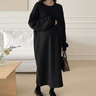 [당일출고] 수엠W 임부 겨울 기모 롱원피스 루즈핏 데일리 C19기모포포원피스