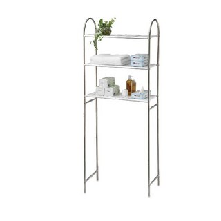 【新沐衛浴】不鏽鋼馬桶置物架(5分管/固定管夾/免鑽孔)台灣製造, 不鏽鋼色, 1個