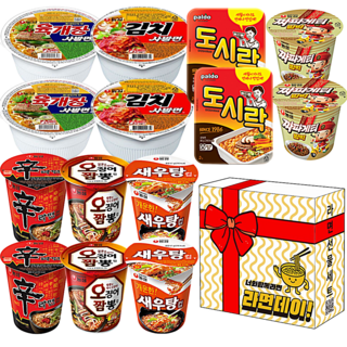 리본박스 소컵라면 14개 세트 신라면 육개장사발면 김치사발면 짜파게티범벅 오징어짬뽕 새우탕 팔도도시락, 1박스