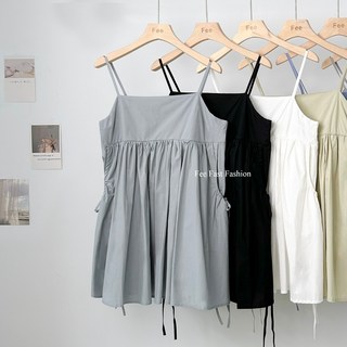 Fee爆款綁帶娃娃裝吊帶洋裝，細肩帶短洋，多色可選，韓系女裝夏裝
