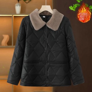 ZAJA 자자 워싱 레더 패딩 중년 여성복 빅사이즈 퍼 칼라 상의 따뜻한