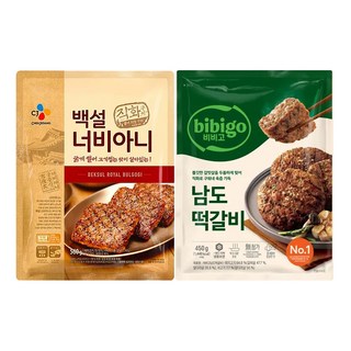 CJ 백설 너비아니 560g + 비비고 남도떡갈비 450g, 1세트, 1.01kg