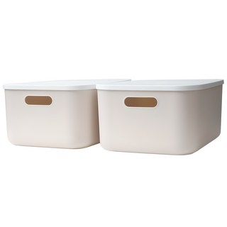 가규 국내 제조 모던 라운드 리빙박스, 아이보리, M, 2개