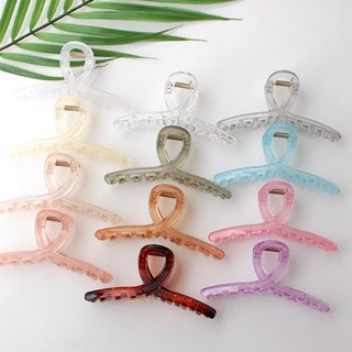 1+1 반짝이는 유광 투명 국산 여름 11cm 꼬임 올림머리 집게핀