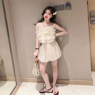 케이엔조이 여아 상하복) 물결쉬폰끈나시상하복세트