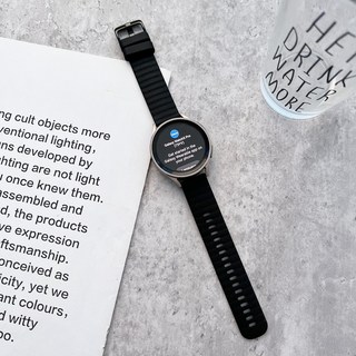 22mm 矽膠條紋錶帶 適用於華為/小米/三星手錶 波浪紋替換腕帶 平頭快拆錶帶, 黑色,22mm, 1個