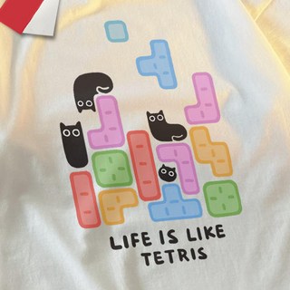 俄羅斯方塊黑貓 純棉 短T 情侶T【Y0958】MIT 情侶裝 短袖T 班服 團服 萌寵 潮T