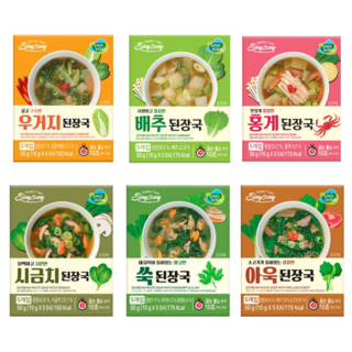 신송 즉석국 블럭 된장국 6종 세트 (5개입X6박스) 총 30인분, 지함6종-[1], 1세트, 50g