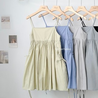 Fee爆款綁帶娃娃裝吊帶洋裝，細肩帶短洋，多色可選，韓系女裝夏裝