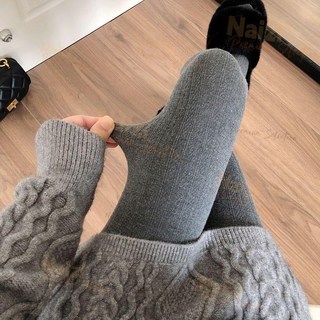 秋冬季加絨菸灰色連褲襪女，加厚保暖麻花奶咖色打底褲襪，淺灰色絲襪