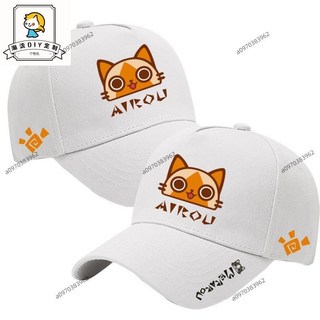 魔物獵人棒球帽 艾露貓 卡通可愛鴨舌帽 夏季棉質遮陽帽 戶外學生帽