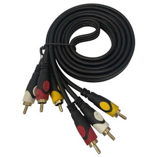 【易控王】高級影音AV線三併訊號線 梅花端子/RCA公公 線徑3mm, 30-124(5米), 1個, 黑色
