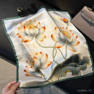 喜客來 萬種款式絲巾 方巾 領巾 絲巾 100%桑蠶絲絲巾春秋薄款絲滑高檔絲綢小方巾時尚百搭氣質真絲領巾 廠商批發, 桑蠶絲 嬌豔雪蓮53*53,53*53cm, 1個