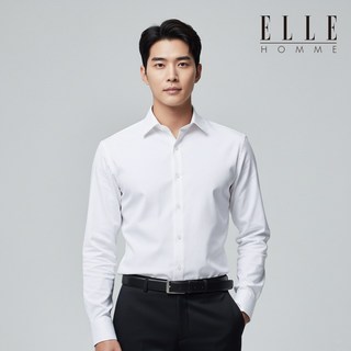 엘르 남성 사계절 링클프리 텐셀 스판 화이트 슬림 긴팔셔츠 88361