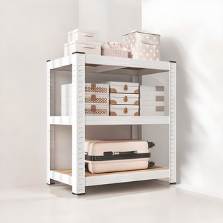 BMYX 堅固組裝式鋼製層架, 白色, 3層