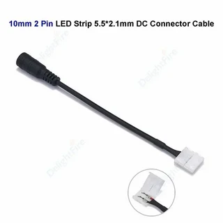 8mm 10mm 무납땜 배럴 플러그 잭 터미널 와이어 5.5mm 2.1mm LED DC 전원 어댑터 커넥터 5050, 02 5PCS, 01 2pin 10mm