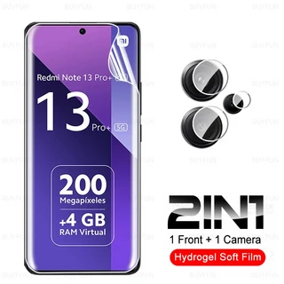 샤오미 레드미 노트 13 프로 + 5G 카메라 유리 4 인 하이드로겔 필름 플러스 휴대폰 화면 보호대, 02 RedmiNote 13 4G, 02 2in1 1Front 1Lens