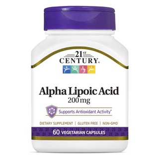 21St Century α-硫辛酸素食膠囊 200mg, 1個, 60顆