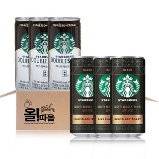 스타벅스 캔커피 200ml 2종 기획세트 2호(더블샷 에스프레소앤크림3+파이크 플레이스로스트 블랙3)