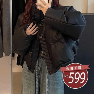 韓版高級感寬鬆立領皮外套 防曬外套 女裝 上衣 台灣發貨