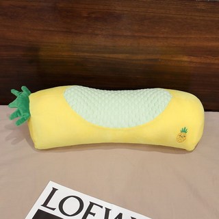 涼感冰豆豆長條枕芯 成人護頸助眠頸椎睡枕頭芯, 涼感冰豆豆-菠蘿【枕芯+枕套】,頸枕60*20釐米【獨立內膽可拆洗】, 1個
