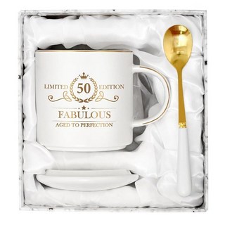 Cabtnca 여성을 위한 90번째 생일 선물 90세 여성을 위한 선물 90세 및 멋짐 90개 에디션 머그 할머니 엄마 이모를 위한 90번째 생일 선물 아이디어, 50번째-화이트