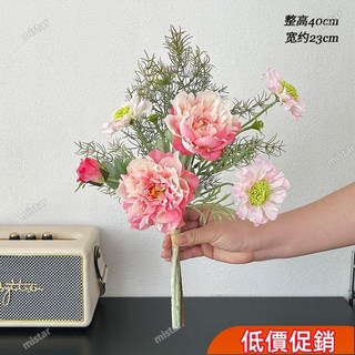 仿真花藝手紮花束擺件：高級仿生花餐桌裝飾，絹花場地佈置，打造浪漫園藝風格, 淺紫松蟲草海棠香蘭手扎花束, 1個