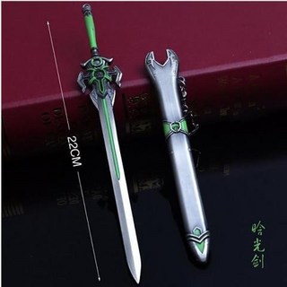 中國古代十大名劍 越王勾踐湛盧劍八麵漢劍古銅金屬刀劍掛件盒裝 刀劍兵器模型手辦 解壓玩具 閤金武器模型擺件, 1個, 22CM晗光劍