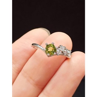 黃水晶 橄欖石 碎鑽 925銀 戒指 天然