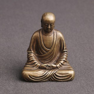 實心做舊地藏王菩薩佛像擺件 打坐佛主隨身佛 銅雕老銅器 平安符, 復古做舊