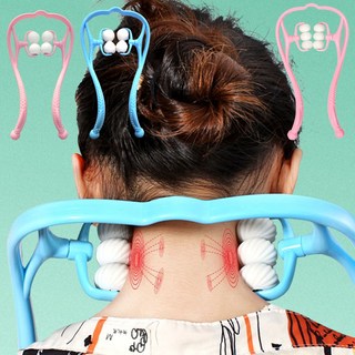 도매창고 목 마사지기 6구 어깨 승모근 손지압 롤링 4구 지압기 경추 뒷목 부모님 선물 효도 소프트볼, 손지압목안마기, 4구-블루, 1개