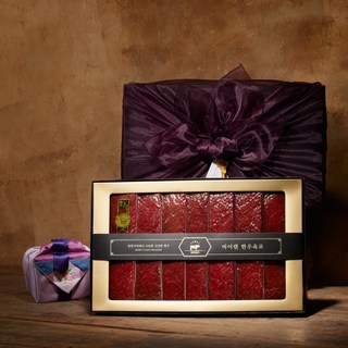 한우 1+ 육포선물세트, 자홍색, 1세트, 420g