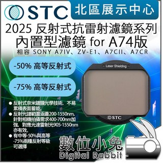 數位小兔 STC 適A74 A7C2 A7CR 75% 50%高等反射式抗雷射內置濾鏡 聲光雷射光抗激光, -75% 高等反射式, 1個