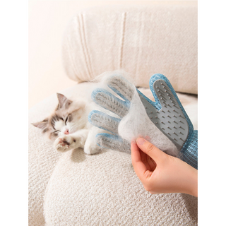 강아지 고양이 털제거기 양면 장갑 브러쉬 1개, 파란색