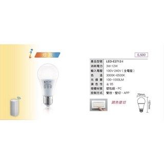 家家亮 舞光 LED AI 智慧燈泡 E27 12W 支援 OK google音箱 台灣大智慧家庭 奧創智慧插座 感應器, 1個, 智慧燈泡-支援小米音箱