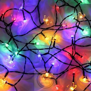 믿고사는잡화점 전기세ZERO 50구 컬러플라워 LED가랜드전구 5m 태양광트리전구 LED크리스마스전구