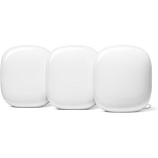 Google Nest WiFi Pro 6E 빠른 속도와 가정 전체를 커버하는 신뢰할 수 있는 가정용 시스템 메쉬 라우터 3팩 눈, 3개
