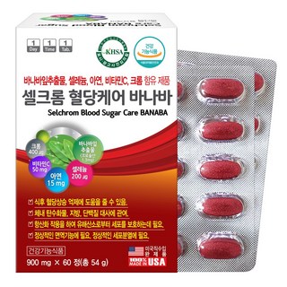 셀크롬 식후 혈당 건강 케어 바나바 60정 바나바잎추출물 크롬 아연 은행잎추출물, 1개