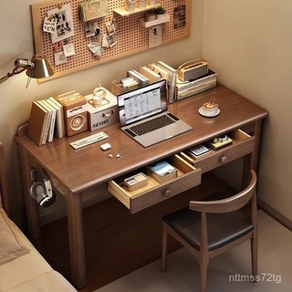 全實木書桌現代簡約70-140CM小戶型臥室寫字桌中小學生家用電腦桌 書桌 課桌 學習桌 桌子, 進口橡膠木珍珠白書桌,0.9mx45