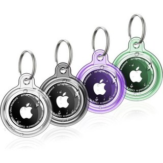 스마트 태그 케이스 보호 커버 키링 위치 추적기 MoZOTER 4팩 IPX8 방수 에어태그 홀더 PC 실리콘 애플 에어태그용 키체인 전신 충격 방지 스크래치 GPS 아이템 찾기, Black+green+clear+purple