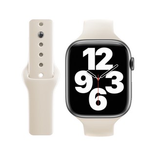 애플워치 슬림 실리콘 밴드 스포츠 스트랩 11 10 SE1 2 3 울트라1/2/3 9 8 7 6 호환, 스타라이트, 1개