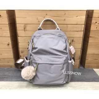 GAJHON PS 尼龍後背包 防盜背開拉鍊 附毛球吊飾 多功能肩背小包, 奶茶杏 (C6-2077)