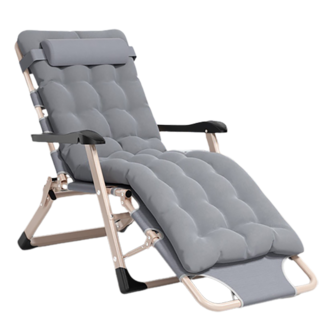 【居家生活Easy Buy】單人摺疊躺椅 多功能午睡床 摺疊午休椅 行軍床 台灣現貨, 金色加粗方管+灰色保暖珍珠綿, 灰色