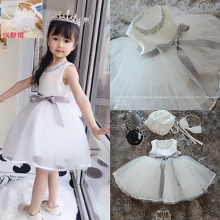 「達通台灣現貨」嬰幼兒童寶寶抓周週歲公主禮服網紗蓬蓬裙 中小童婚禮花童禮服連身裙大蝴蝶結演出拍照畢業禮服女童生日小洋裝