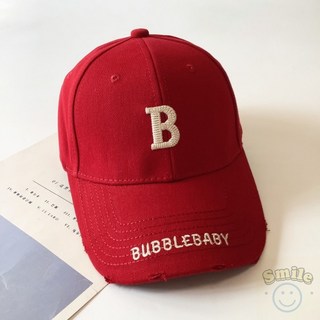 字母B 刺繡 棒球帽 韓版 破洞 設計 遮陽帽